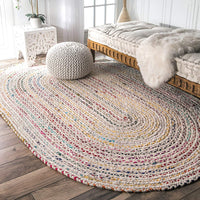 Hand Braided Ivory Multi-color Soft Area Rugs