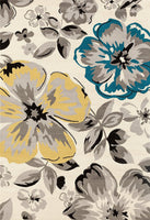 Floral Gray/Grey Yellow Blue Area Rug