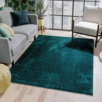 Ciel Teal Blue Ultra-Soft Multi-Textured Shimmer Pile Area Rug