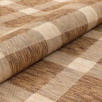 Freja Brown Indoor/Outdoor Flat Weave Pile Buffalo Check Pattern Area Rug