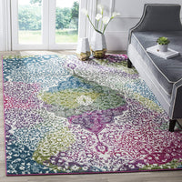 Floral Medallion Ivory Fuchsia Area Rugs