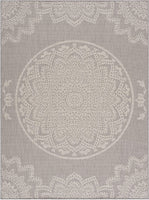 Modern Area Rugs for Indoor Outdoor Medallion - Grey / White