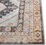 Vera Vintage Blue Tribal Diamond Medallion Pattern Area Rug