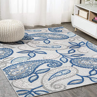 Julien Paisley High-Low Soft Area Rug Indoor Blue/Light Gray