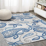 Julien Paisley High-Low Soft Area Rug Indoor Blue/Light Gray