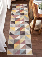 Plano Soft Pastel Multi Color Triangle Boxes & Squares Geometric Area Rug