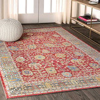 India Flower and Vine Burgundy Soft Area Rug