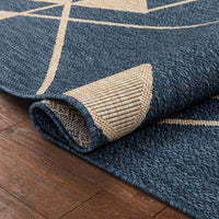 Prosa Blue & Beige Indoor/Outdoor Flat Weave Pile Geometric Triangles Pattern Area Rug