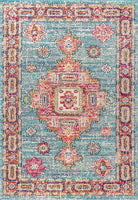 JONATHAN Y Bohemian FLAIR Boho Vintage Medallion Blue/Red soft Area Rug