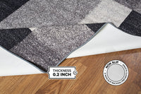 Box Pattern Gray/Grey Area Rug Non-Slip Non Skid