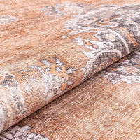 Mareva Machine Washable Rust Orange Vintage Oriental Medallion Area Rug