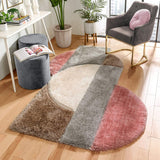 Modern Geometric Shag Blush Grey 3D Textured Thick Soft Shag Area Rug