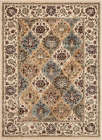 Persian Oriental Panel Runner Rug Ivory Multicolor