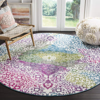 Floral Medallion Ivory Fuchsia Area Rugs