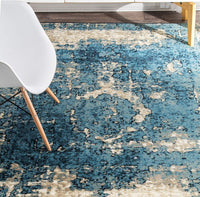 Vintage Distressed Blue Soft Area Rug