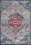 Modern Persian Vintage Medallion Red/Navy Soft Area Rug