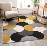 Good Vibes Helena Gold Modern Geometric Shapes  3D Texture Soft Area Rug