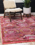 Baracoa Collection Bright Tones Vintage Traditional Pink Area Rug