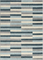 Well Woven Bryson Stripes Geometric Blocks Blue & Grey Area Rug