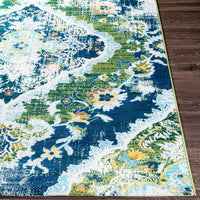 Antioch Bohemian Medallion Area Rug, Dark Green/Navy