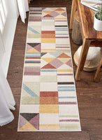 Salle Soft Pastel Multi Color Triangle Boxes & Squares Geometric Area Rug nomaan