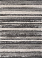 Nerja Grey & Ivory Stripes Abstract Geometric Pattern Area Rug 8x10 (7'10" x 9'10")