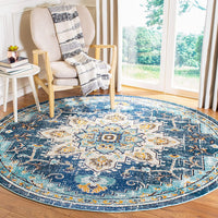 Boho Chic Medallion Distressed Soft Area Rug, Blue / Light Blue