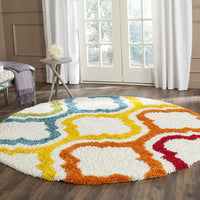Kids Shag Collection Rainbow Entryway Plush 2-inch Thick Area RugIvory / Multi