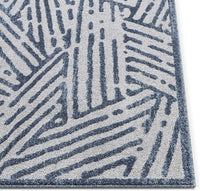 Gizelda Blue Geometric Lines Pattern Area Rug