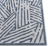 Gizelda Blue Geometric Lines Pattern Area Rug