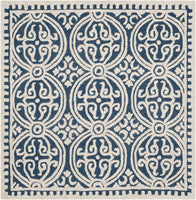 Handcrafted Geometric Navy Blue Ivory Premium Wool Soft Area Rug