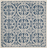 Handcrafted Geometric Navy Blue Ivory Premium Wool Soft Area Rug