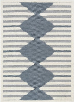 Bellagio Luna Tribal Moroccan Diamond Pattern Blue High-Low Flat-WeaveArea Rug