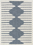 Bellagio Luna Tribal Moroccan Diamond Pattern Blue High-Low Flat-WeaveArea Rug