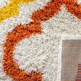 Kids Shag Collection Rainbow Entryway Plush 2-inch Thick Area RugIvory / Multi