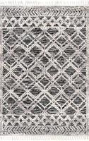 Ansley Soft Lattice Textured Tassel Runner Rug Grey