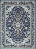 Eugene Blue Oriental Medallion Non-Slip Rubber Backed Area Rug