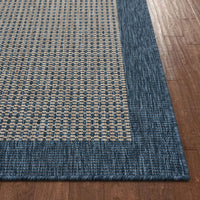 Medusa Odin Solid & Striped Border Indoor/Outdoor Blue Flatweave Area Rug