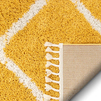 Celina Yellow Moroccan Shag Diamond Trellis Pattern Area Rug