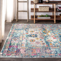 Bohemian FLAIR Boho Vintage Faded Navy/Cream Soft Area Rug