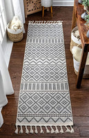 Ventova Grey Tribal Geometric Runner Rug