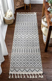Ventova Grey Tribal Geometric Runner Rug