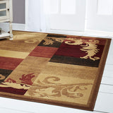 Contemporary Floral Brown Red Soft Area Rugs