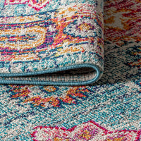 JONATHAN Y Bohemian FLAIR Boho Vintage Medallion Blue/Red soft Area Rug
