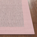 Medusa Odin Solid & Striped Border Indoor/Outdoor Blush Flatweave