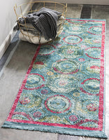 Baracoa Collection Bright Tones Vintage Traditional Turquoise Runner Area Rug