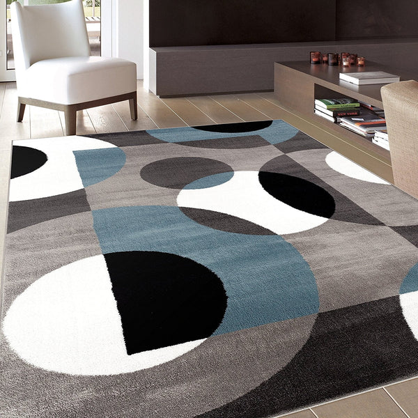 Circle Gray/Grey Blue Area Rug