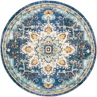 Boho Chic Medallion Distressed Soft Area Rug, Blue / Light Blue