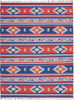 Tribal Cotton Area Rug Blue Red