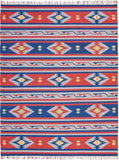 Tribal Cotton Area Rug Blue Red